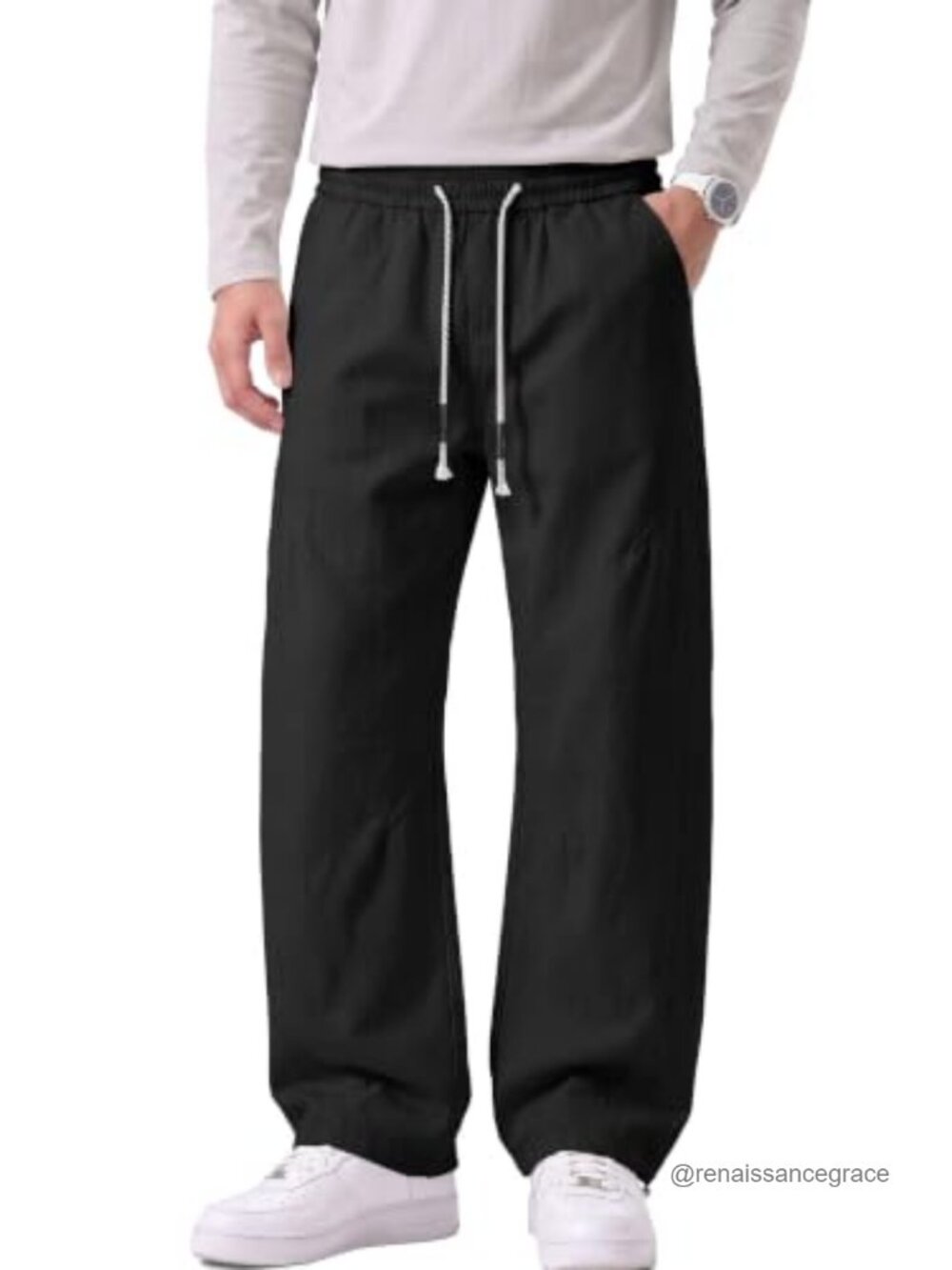 Men's 100% Cotton Twill Cargo Jogger Pants Drawstring Waist Tapered